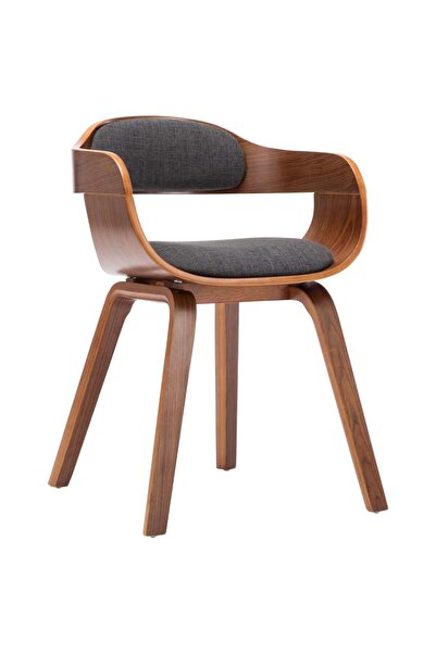 Concept Scaun de bucătărie, gri închis, material textil și lemn curbat