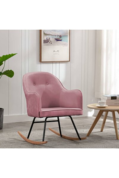 Concept Κουνιστή πολυθρόνα, ροζ, Βελούδο