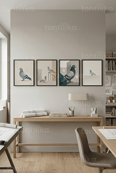 Tontilika Σετ ζωγραφικής τεχνοτροπίας City Pigeons Collection με 4 ξύλινα κορ...