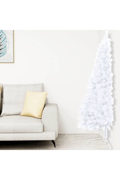 Concept Τεχνητό χριστουγεννιάτικο δέντρο μισό, βάση, λευκό, 210 cm, PVC