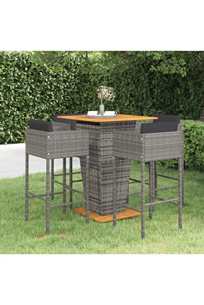 Concept Σετ επίπλων μπαρ κήπου 5 τεμαχίων με μαξιλάρια, γκρι, πολυρατάν