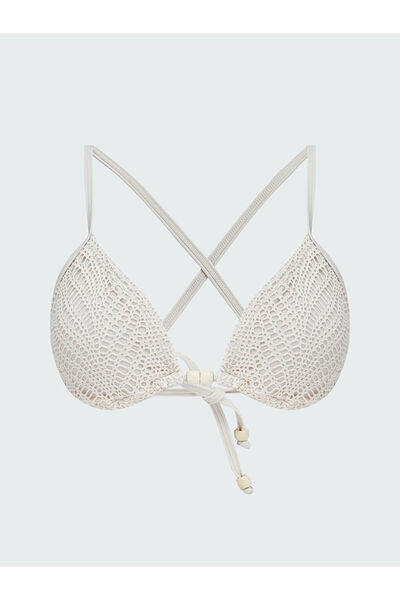 LC Waikiki Beige Women's Bikini Top with Lace Removable Pads