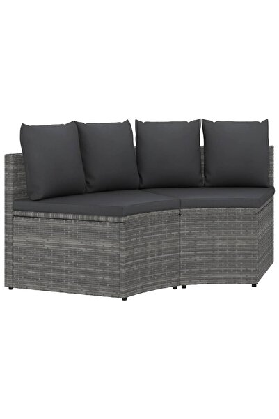 Concept Σετ καναπέδων κήπου με μαξιλάρια, 2 τεμάχια, γκρι, πολυεστέρας, ρατάν