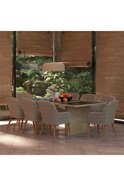 Concept Σετ επίπλων κήπου, 9 τεμάχια, καφέ, πολυρατάν