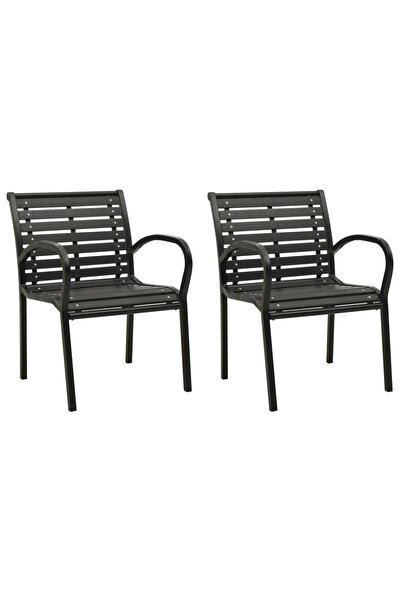 Concept Καρέκλες κήπου, 2 τεμ., μαύρες, ατσάλινες και WPC