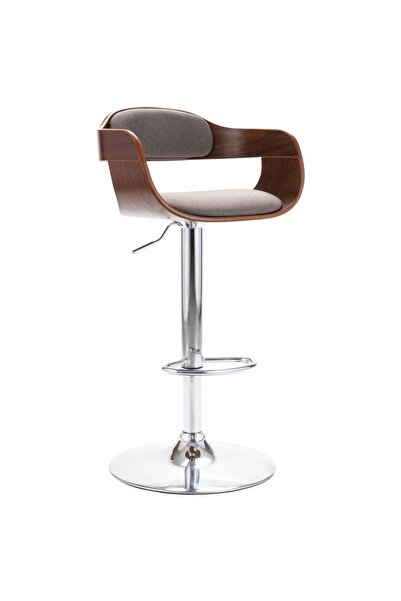 Concept Σκαμπό μπαρ, κόντρα πλακέ και γκρι ύφασμα σε χρώμα taupe