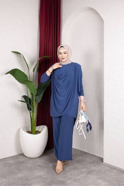 MODAMÜNASİP Önü Drapey Sandy Pant Suit