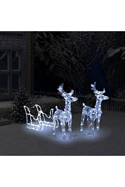Concept Christmas decoration with reindeer and sleigh 160 LEDs 130cm acrylic