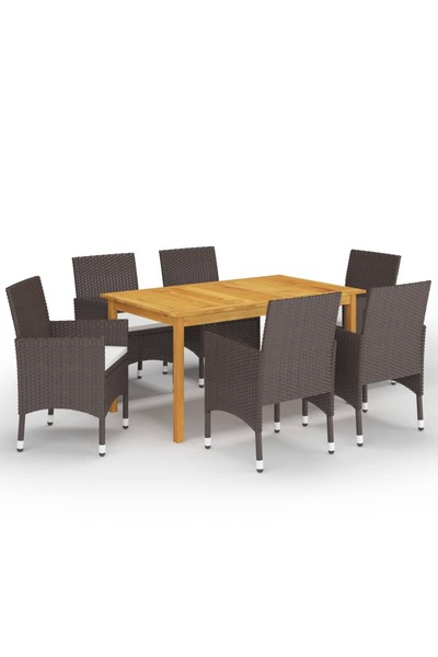 Concept Σετ επίπλων κήπου, 7 τεμάχια, καφέ