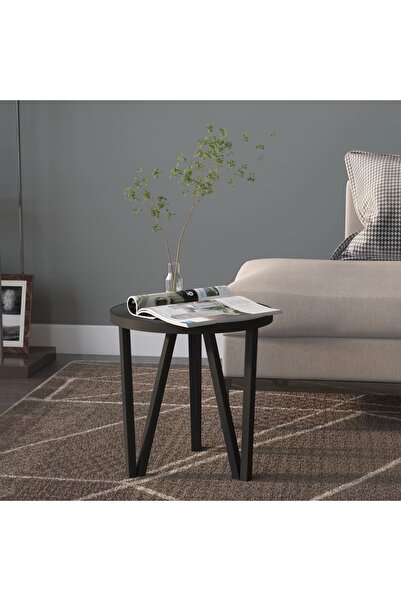 Concept Masă de ceai, negru, Ø35 cm, MDF