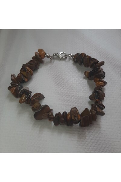 Shine Elagance Natural Stone Tiger's Eye Broken Cut Finish Steel Women's Brac...