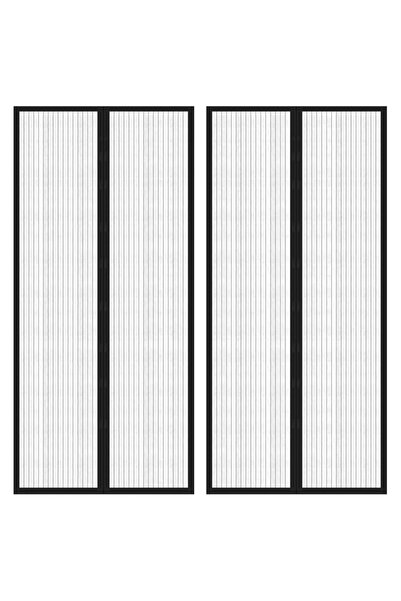 Concept Perdea de ușă anti-insecte cu magnet, 2 buc., negru, 210x90 cm