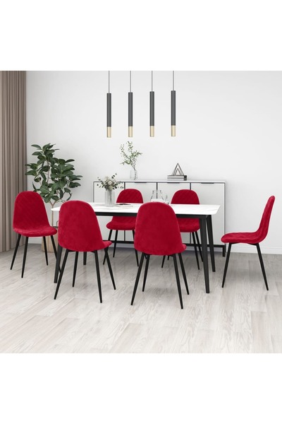 Concept Καρέκλες κουζίνας, 6 τεμ., κόκκινο κρασί, Βελούδο