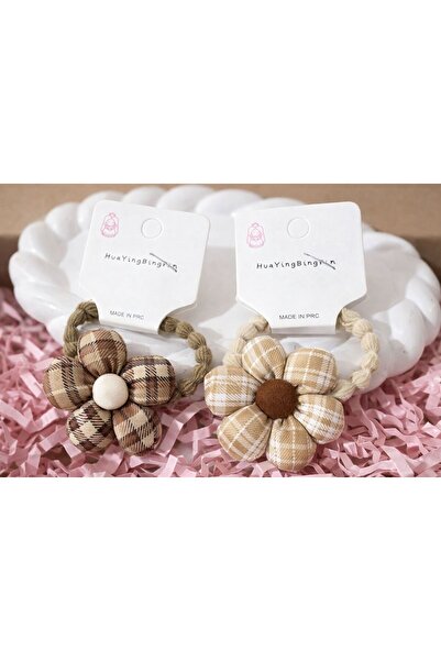 EMKSHOP Set de 2 elastice de păr cu flori din material textil