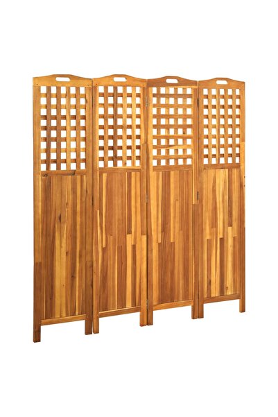 Concept Room divider with 4 panels, 161x2x170 cm, solid acacia wood