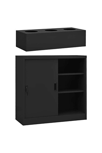 Concept Ντουλάπα με συρόμενη πόρτα και γλάστρα, ανθρακί, ατσάλι