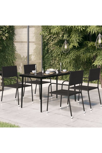 Concept Masă de bucătărie de grădină, negru, 140x70x74 cm, oțel/sticlă