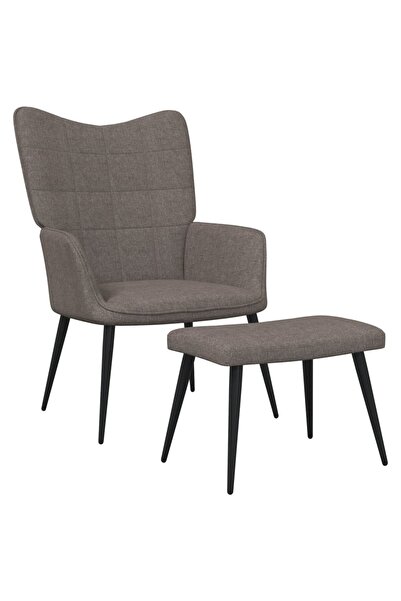 Concept Scaun de relaxare cu taburet, gri taupe, textil