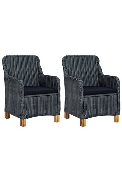 Concept Καρέκλες κήπου με μαξιλάρια, 2 τεμ., σκούρο γκρι, πολυεστέρας