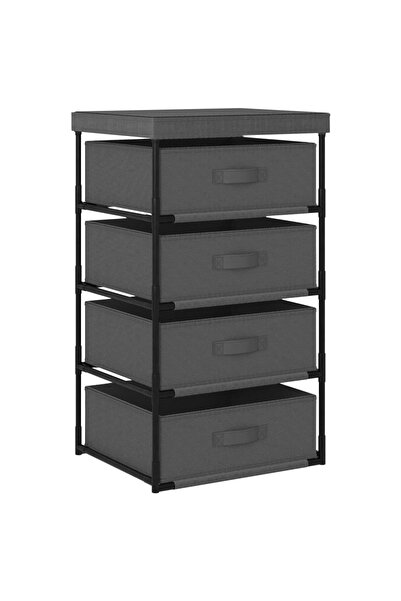 Concept Ράφι αποθήκευσης με 4 υφασμάτινα καλάθια, γκρι, ατσάλι