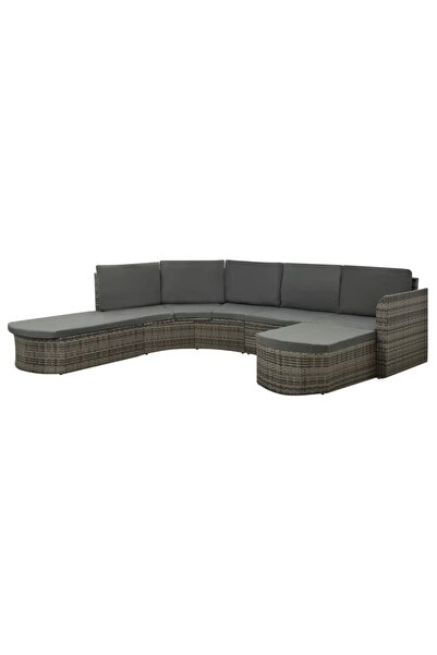 Concept 4-piece garden furniture set with cushions, grey, polyrattan