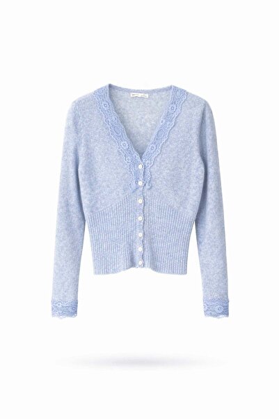 5in1Canpolat Blue Lace Pack V-Neck Cardigan 261013