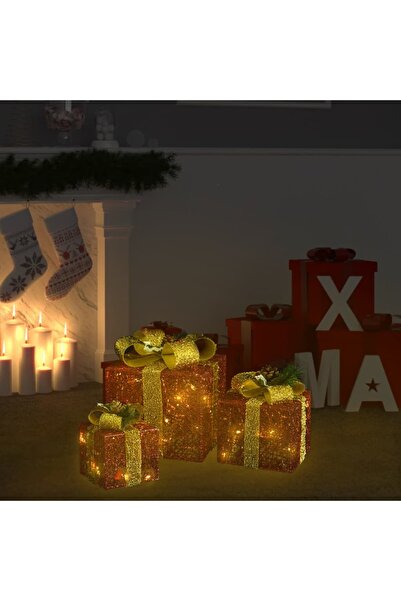 Concept Διακοσμητικά χριστουγεννιάτικα κουτιά δώρων, 3 τεμ., κόκκινα, εξωτερι...