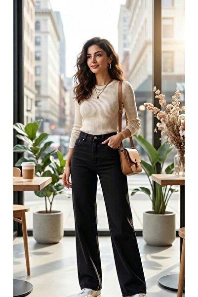 modaselda Kadın ZARA kot pantolon süper yüksekbel geniş paça