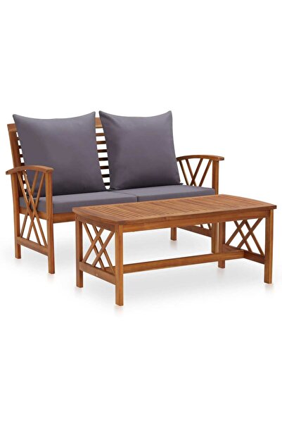 Concept Σετ επίπλων κήπου με μαξιλάρια, 2 τεμάχια, από μασίφ ξύλο ακακίας