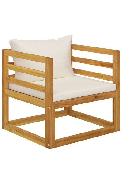 Concept Καρέκλα κήπου με κρεμ μαξιλάρια, από μασίφ ξύλο ακακίας