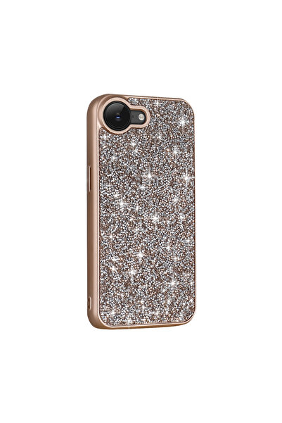 Alan Tech حافظة آيفون 17E بتصميم لامع مرصّع بالأحجار مع غطاء ماسي - ذهبي