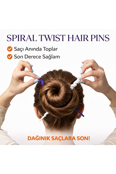 Yapı3D Spiral Hair Clips Set of 2 (Black + White) 17 cm |   Hair Bun Stabiliz...