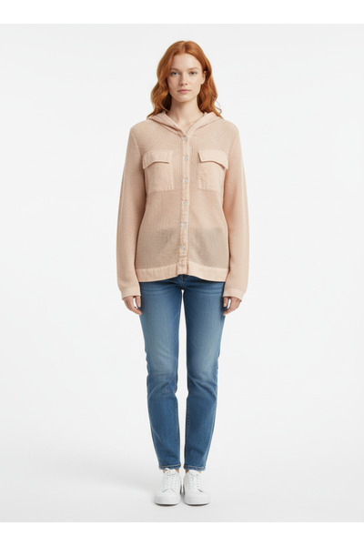 Neden Tekstil Women's Knitwear Hooded Buttoned Cardigan