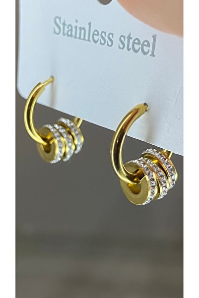 SELUVİA Steel Zircon Stone Round Hoop Earrings – Modern and Stylish Everyday ...