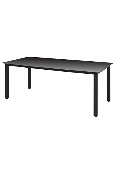 Concept Masă de grădină, negru, 190 x 90 x 74 cm, aluminiu și sticlă
