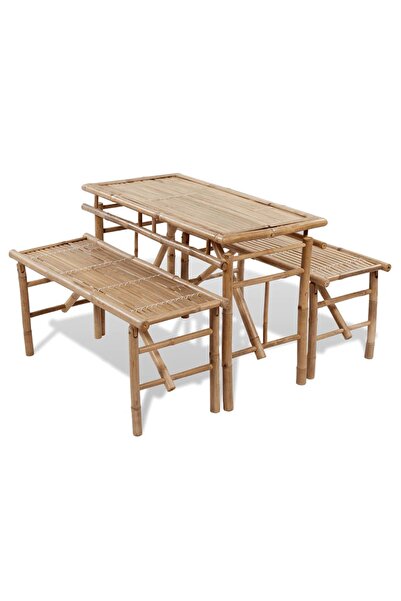 Concept Masă pentru bere cu 2 bănci, 100 cm, bambus