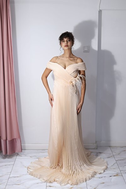 Angy Fashion “Ivory Grace” Dress – pleated, with dropped shoulders and floral...