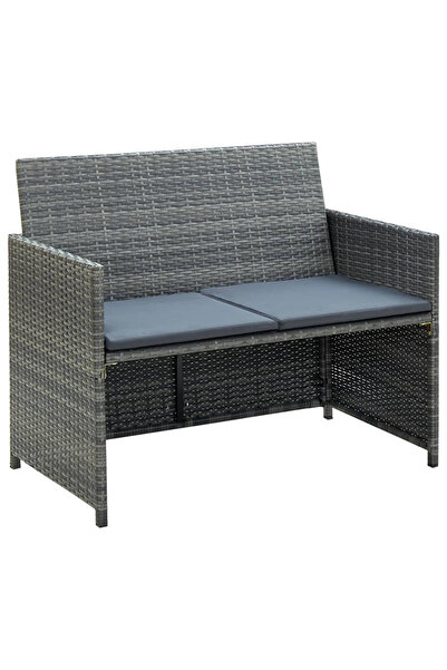 Concept Διθέσιος καναπές κήπου με μαξιλάρια, γκρι, πολυρατάν