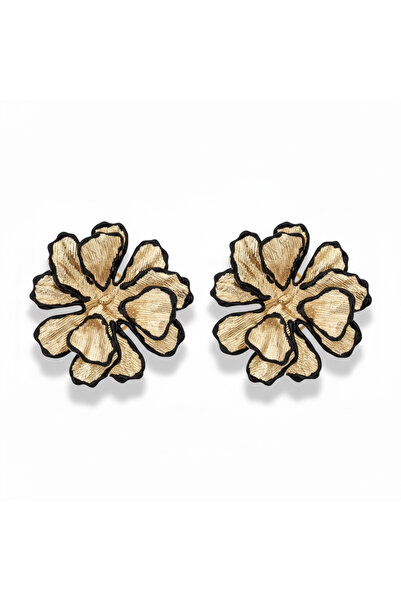 1PARÇAMAVİ Women's Non-Pierced Clip-On Flower Earrings – Large Size Gold Colo...