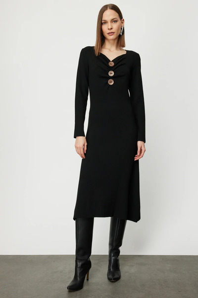 On Fashion Ten Buttons on the Front Ruched -63400