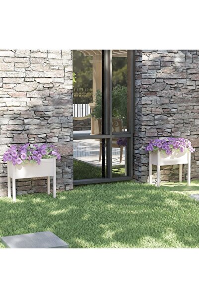 Concept Γλάστρες κήπου, 2 τεμ., λευκές, 70x31x70 cm, από μασίφ ξύλο πεύκου