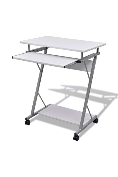 Concept Γραφείο φοιτητή με συρόμενο ράφι, λευκό