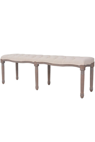 Concept Bancă, alb crem, 150x40x48 cm, pânză și lemn masiv