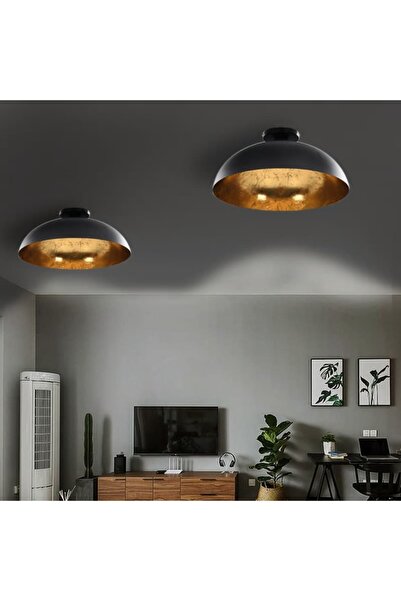 Concept Lustre, 2 buc., negru și auriu, semisferic, E27