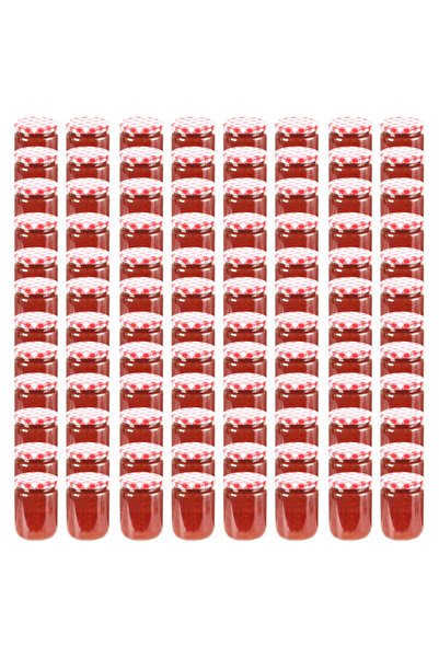 Concept Borcane de sticlă pentru gem capace alb & roșu 96 buc. 230 ml