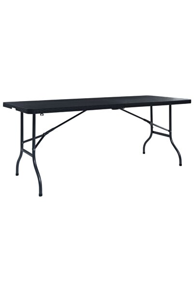 Concept Folding garden table, black, 180x75x72 cm, HDPE rattan imitation