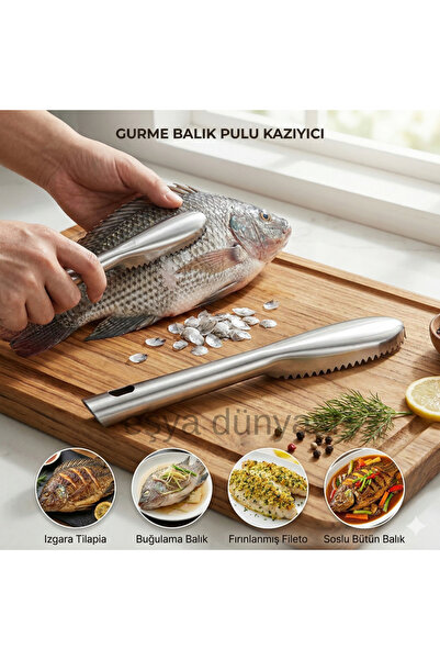 Eşya Dünyası Stainless Steel Fish Scale Removal Tool - Professional Fish Scraper