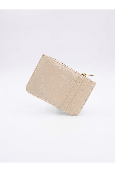 Lilivo Bags Shiny Faux Leather Card Holder Wallet -Beige