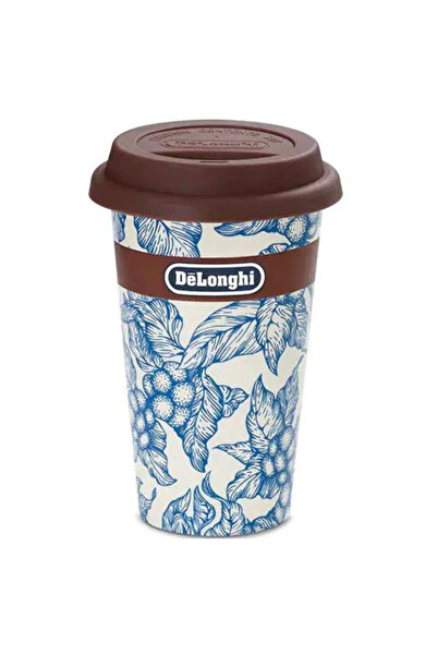 DELONGHİ Ceramic mug DLSC064, double wall thermal, BLU FLOWER, 300ml, silicon...