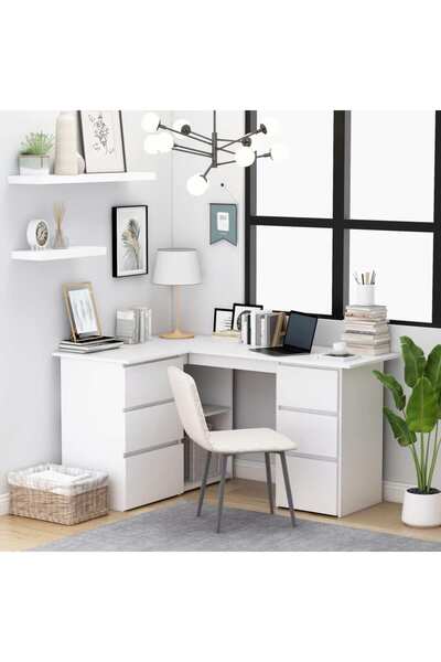 Concept Γωνιακό γραφείο, λευκό, 145 x 100 x 76 cm, μοριοσανίδα